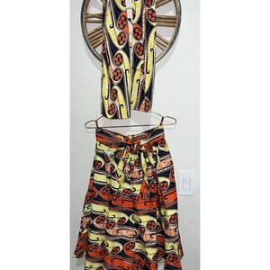 NWT LADDI One Size African Inspired Elastic Waist Skirt With Matching Scarf (3)